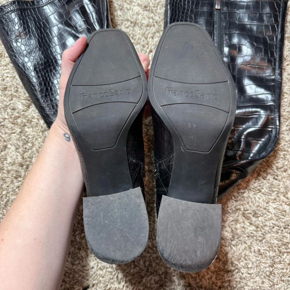 Franco Sarto Talifer Faux Croc Embossed Tall Block Heel Boots